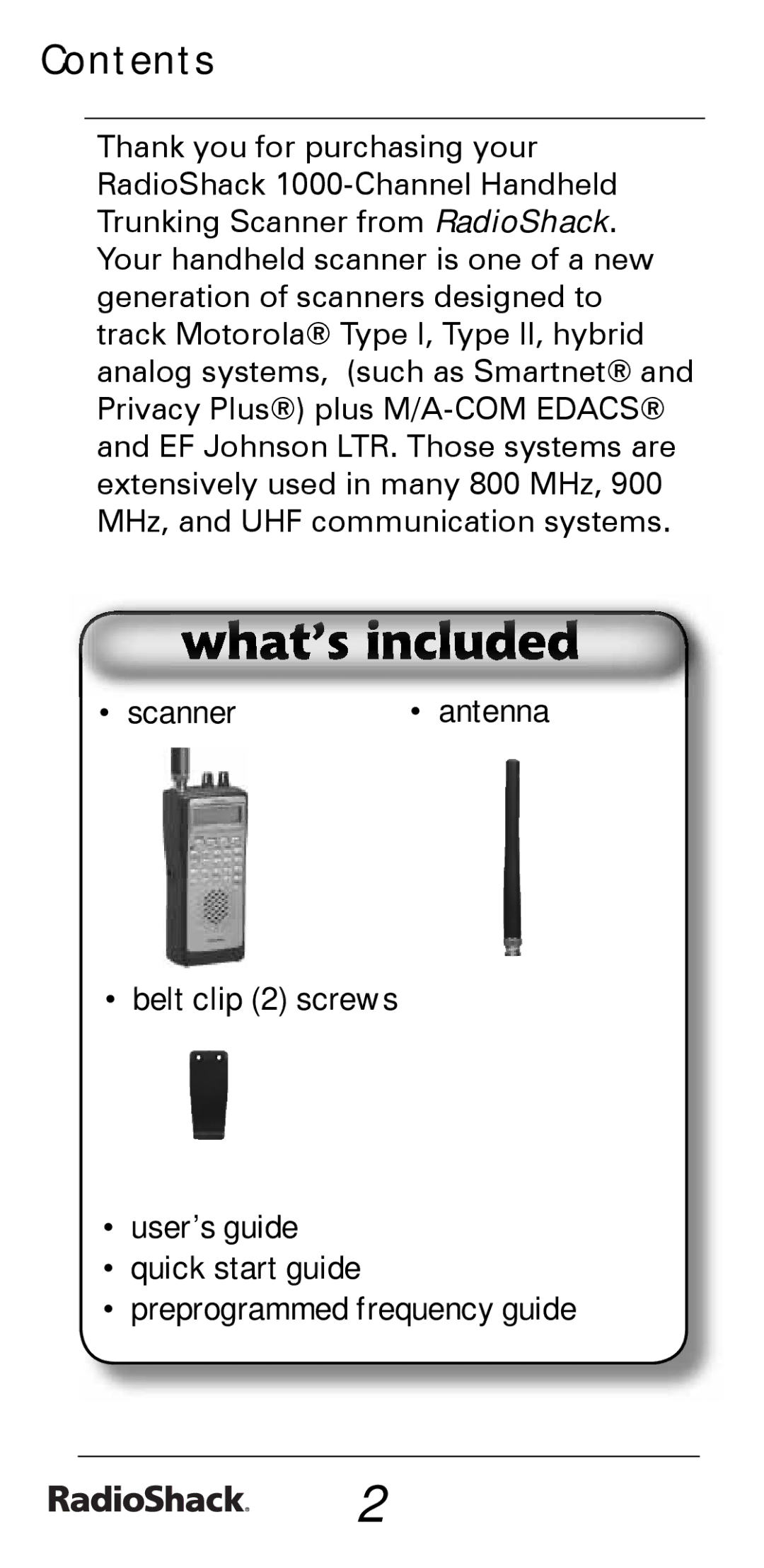 Radio Shack PRO-528 manual Contents 