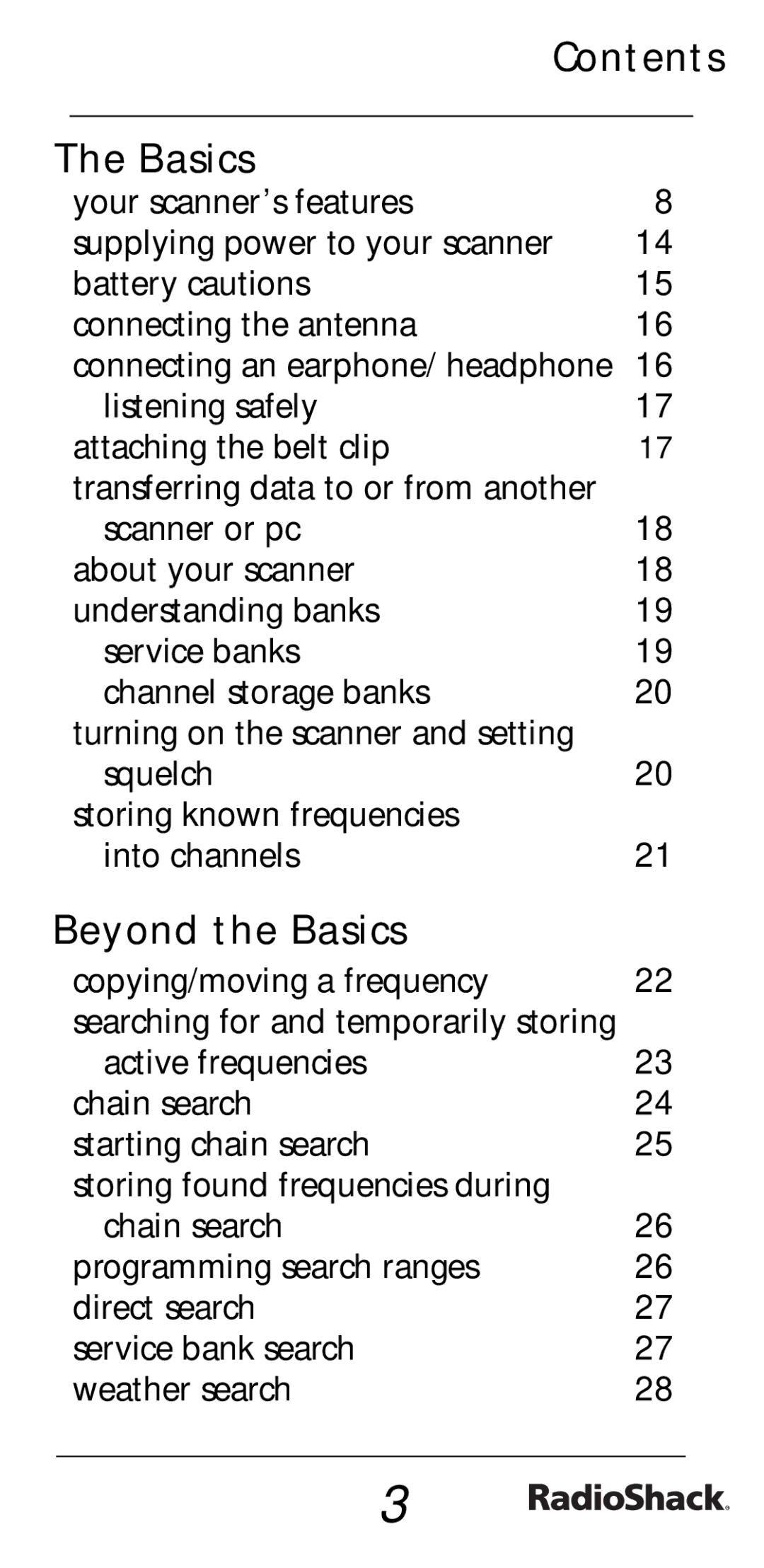 Radio Shack PRO-528 manual Contents Basics, Beyond the Basics 