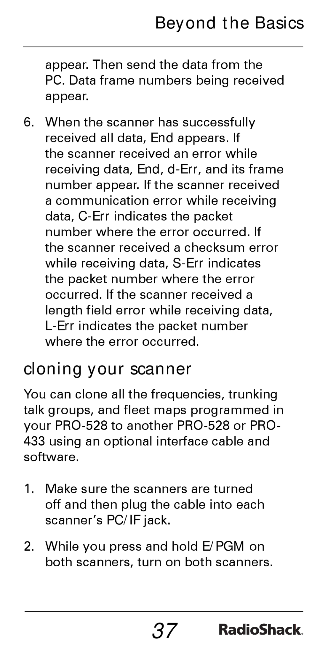 Radio Shack PRO-528 manual Cloning your scanner 