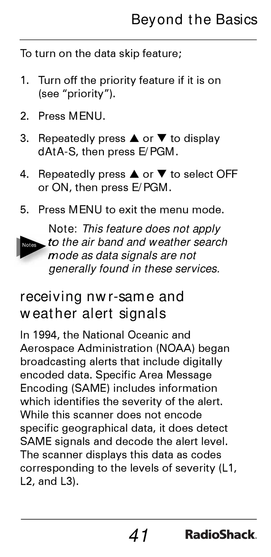 Radio Shack PRO-528 manual Receiving nwr-same and weather alert signals 