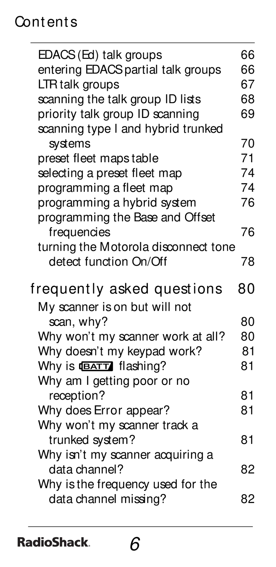 Radio Shack PRO-528 manual Frequently asked questions 