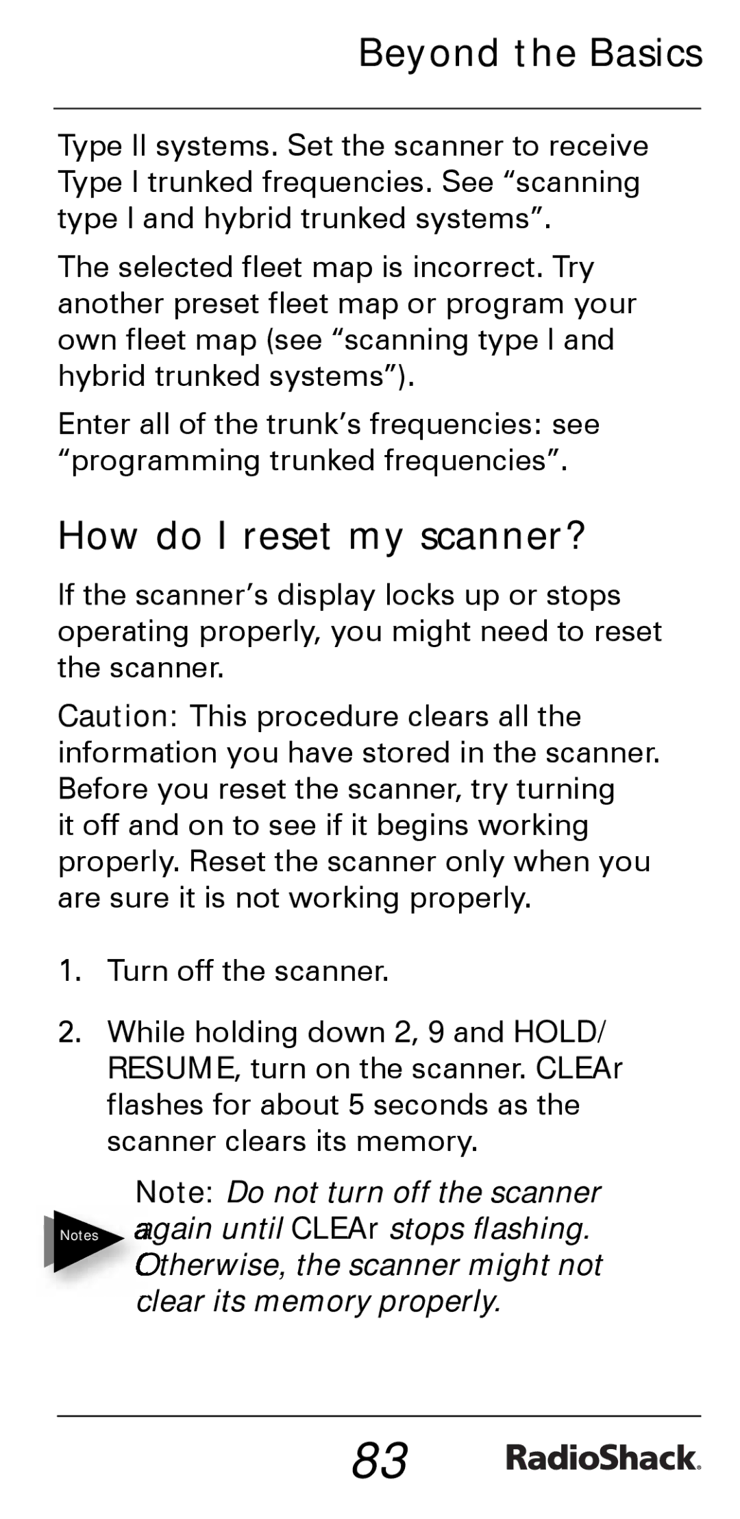 Radio Shack PRO-528 manual How do I reset my scanner? 