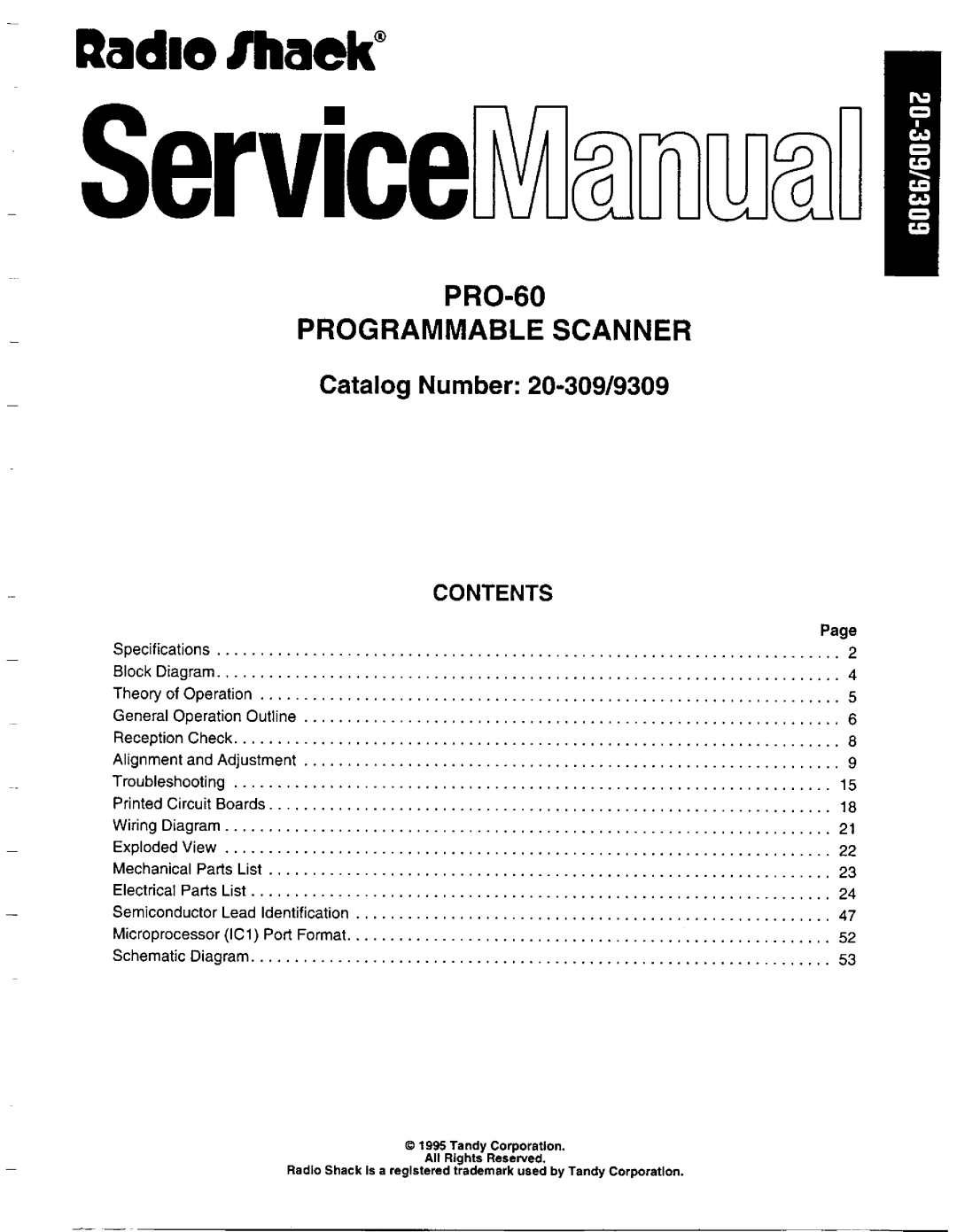 Radio Shack Pro-60 manual 