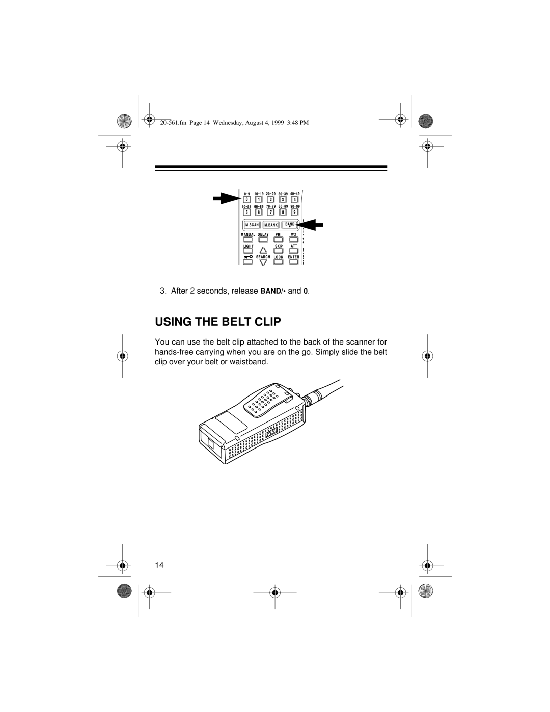 Radio Shack PRO-63 owner manual Using the Belt Clip 