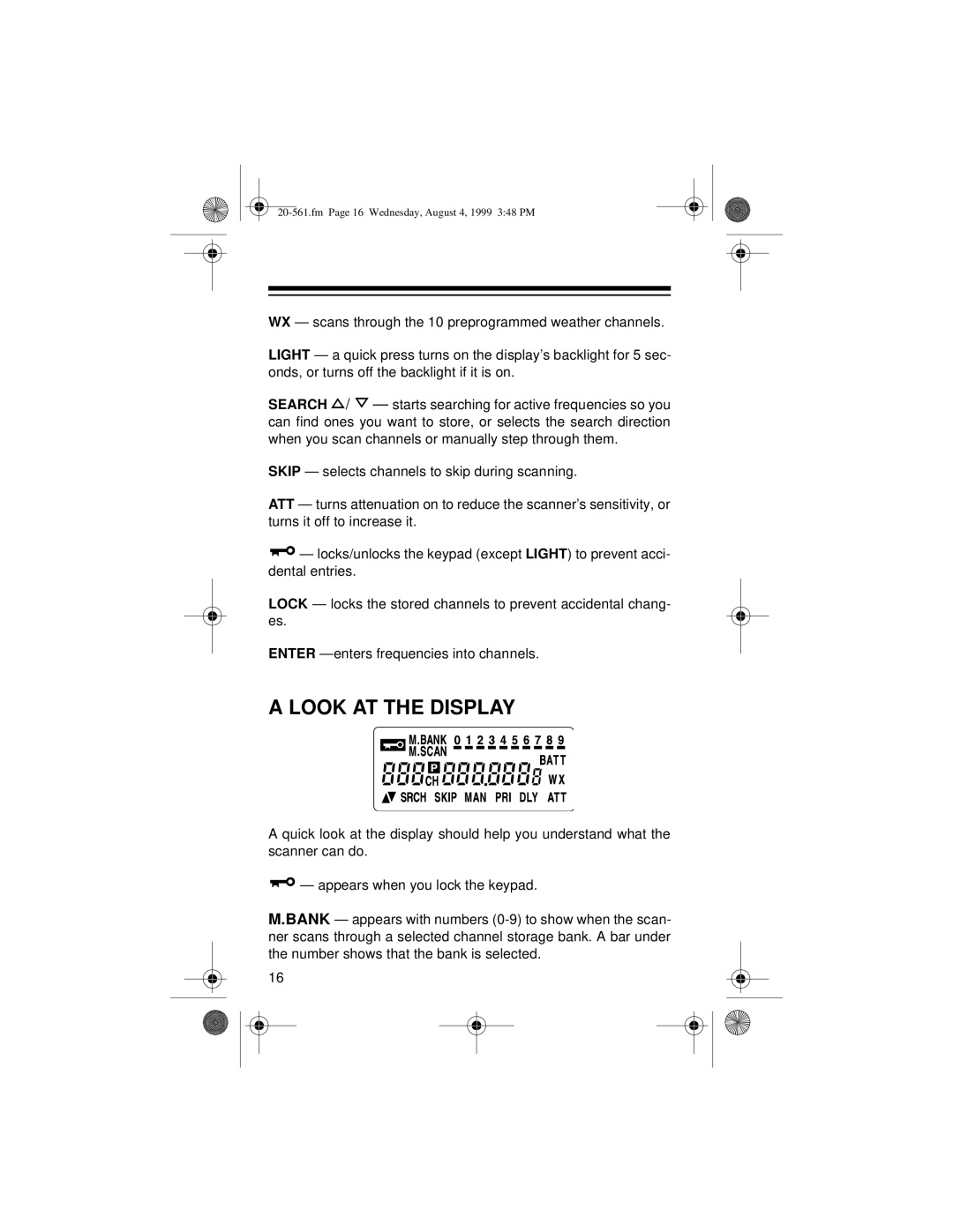 Radio Shack PRO-63 owner manual Look AT the Display 