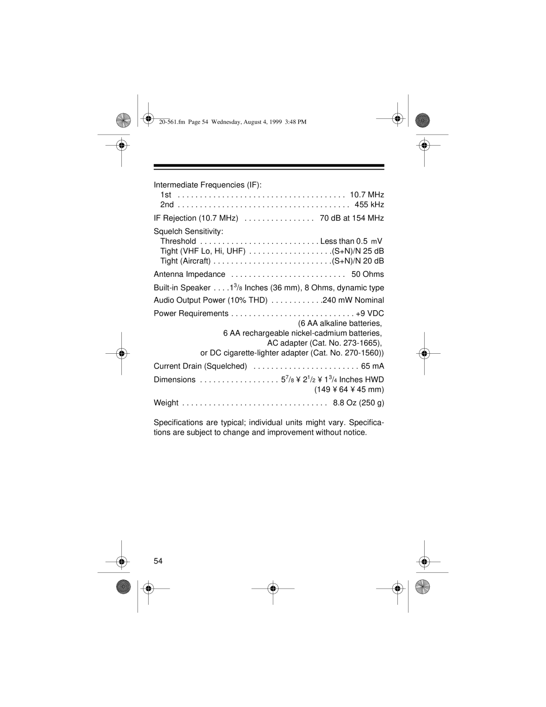 Radio Shack PRO-63 owner manual Ohms 