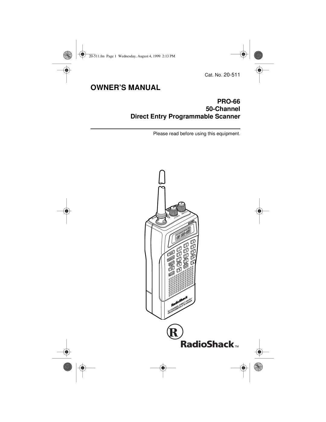 Radio Shack owner manual PRO-66 50-Channel Direct Entry Programmable Scanner 