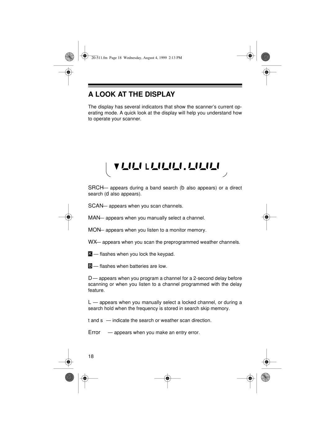 Radio Shack PRO-66 owner manual Look AT the Display 