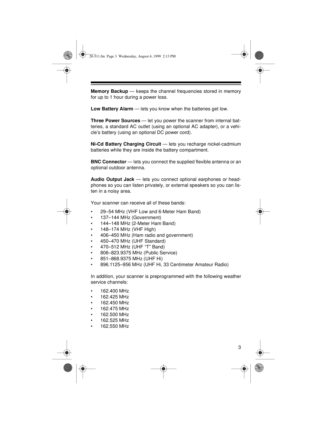 Radio Shack PRO-66 owner manual Fm Page 3 Wednesday, August 4, 1999 213 PM 