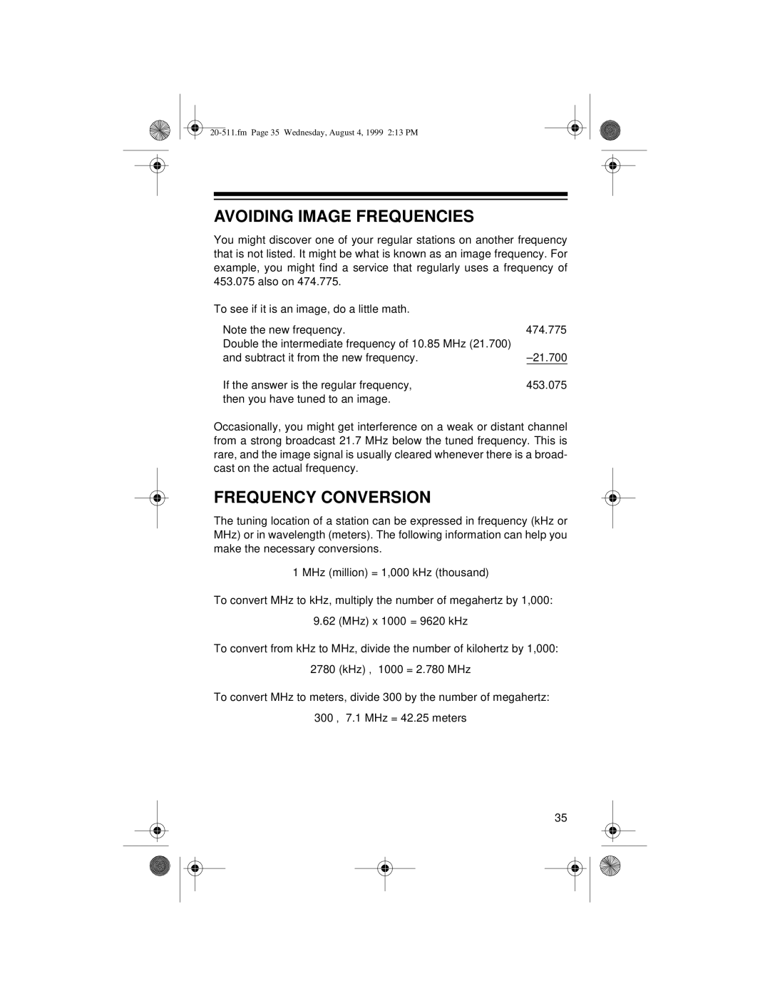 Radio Shack PRO-66 owner manual Avoiding Image Frequencies, Frequency Conversion 