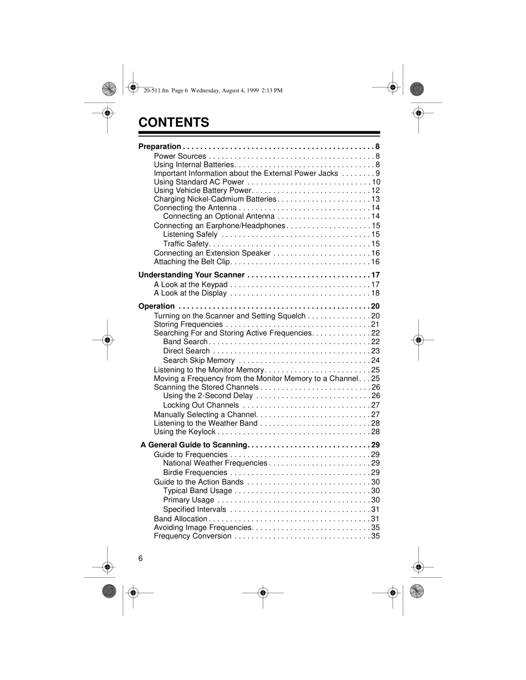 Radio Shack PRO-66 owner manual Contents 