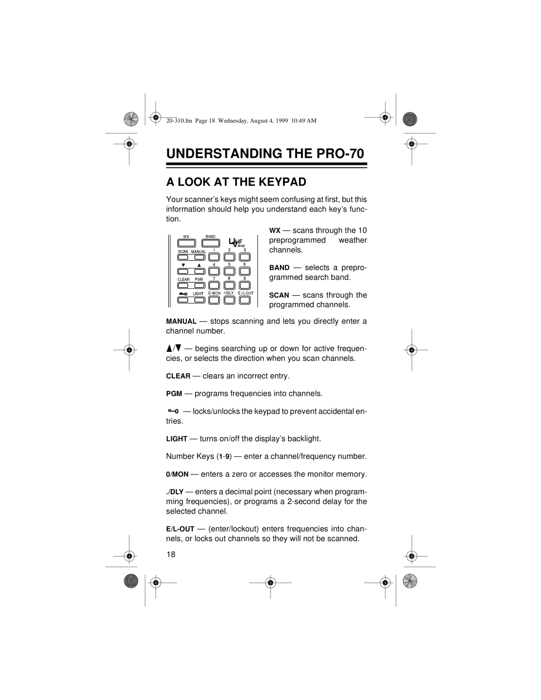 Radio Shack owner manual Understanding the PRO-70, Look AT the Keypad 