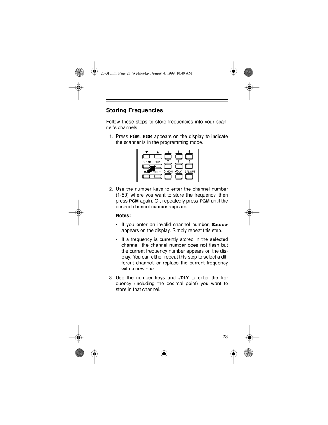 Radio Shack PRO-70 owner manual Storing Frequencies 