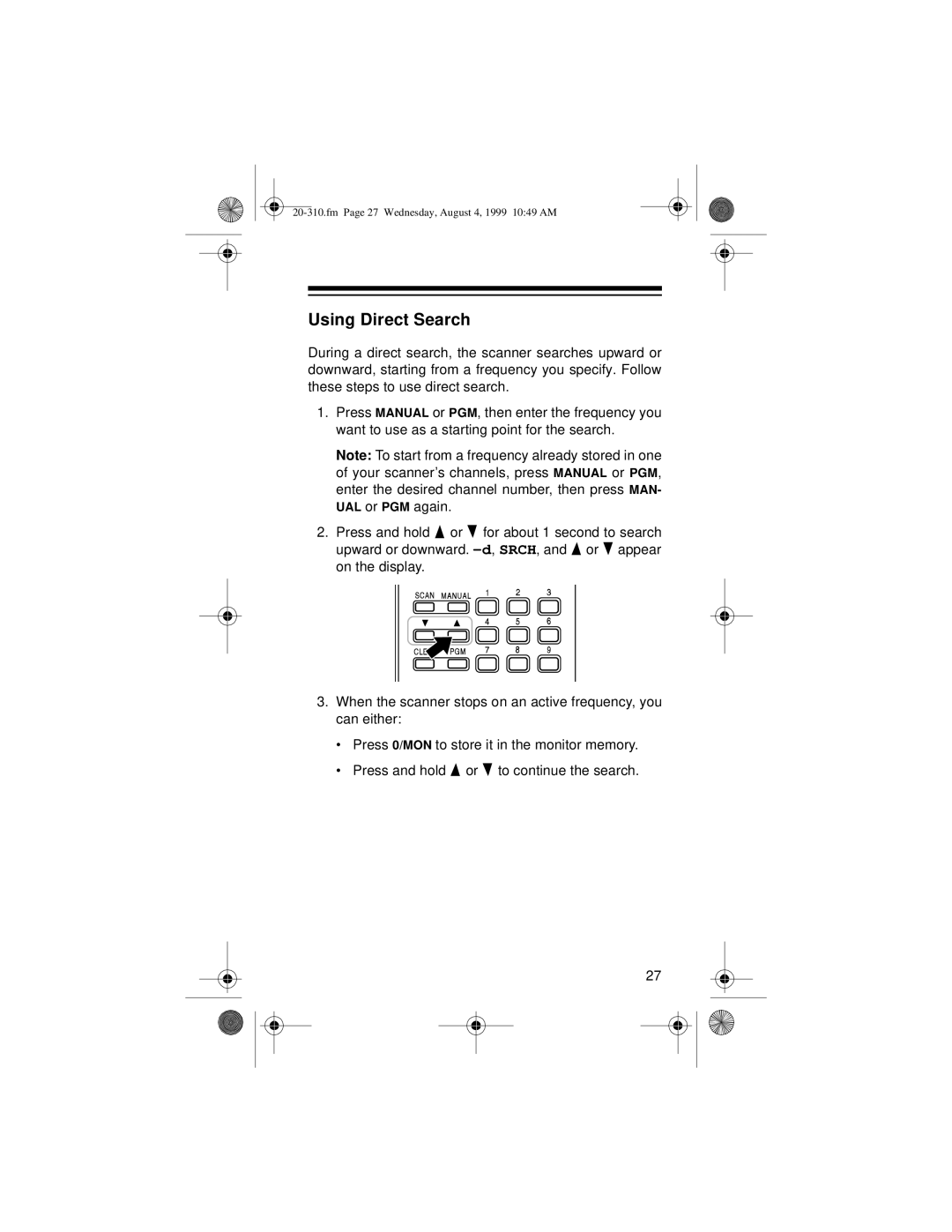 Radio Shack PRO-70 owner manual Using Direct Search 