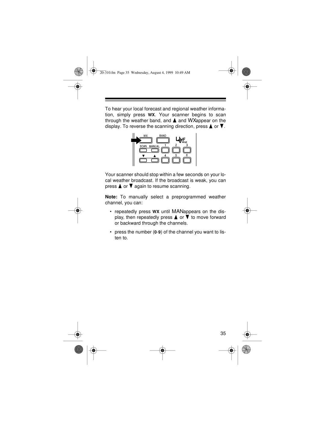 Radio Shack PRO-70 owner manual Fm Page 35 Wednesday, August 4, 1999 1049 AM 