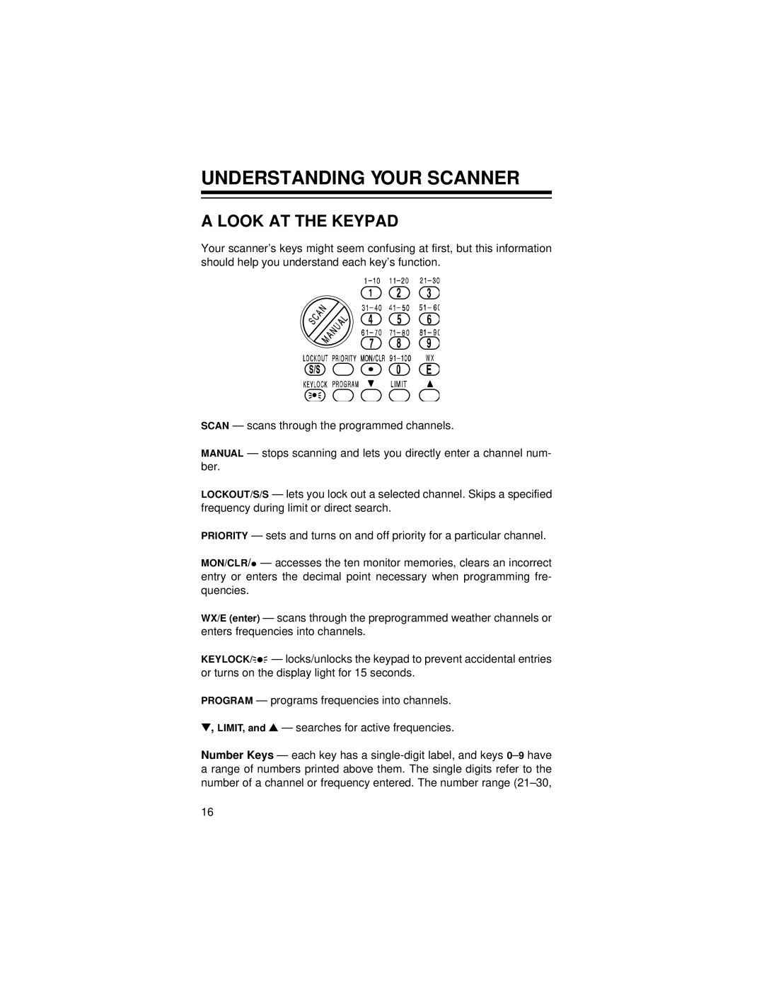 Radio Shack Pro-71 owner manual Understanding Your Scanner, Look AT the Keypad 