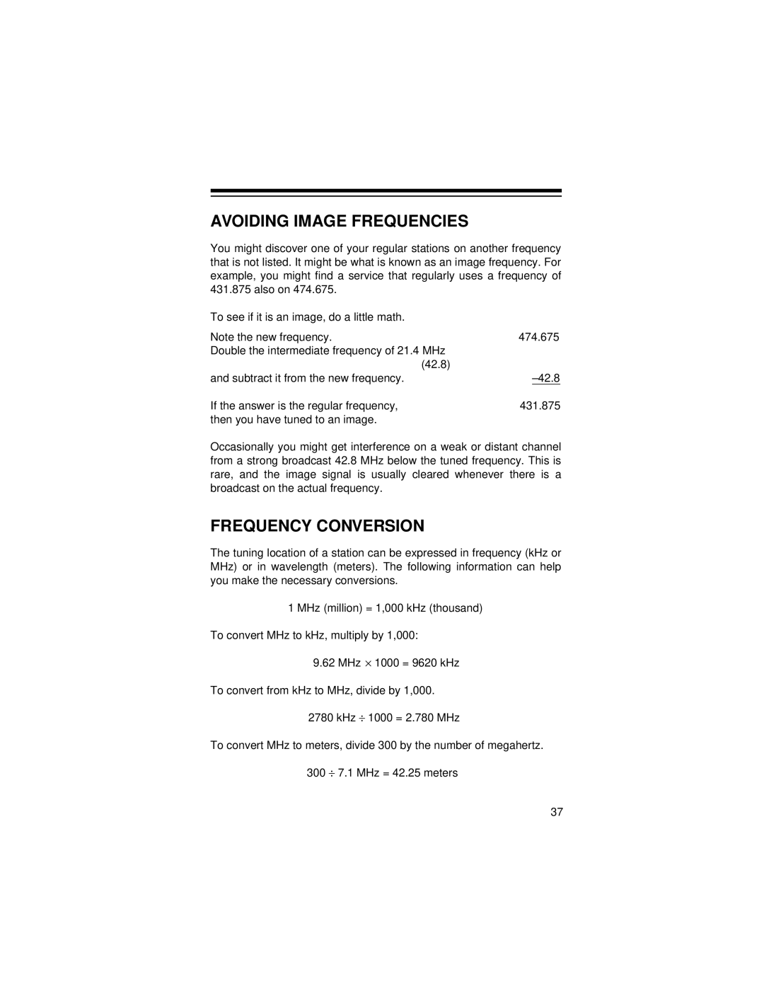 Radio Shack Pro-71 owner manual Avoiding Image Frequencies, Frequency Conversion 