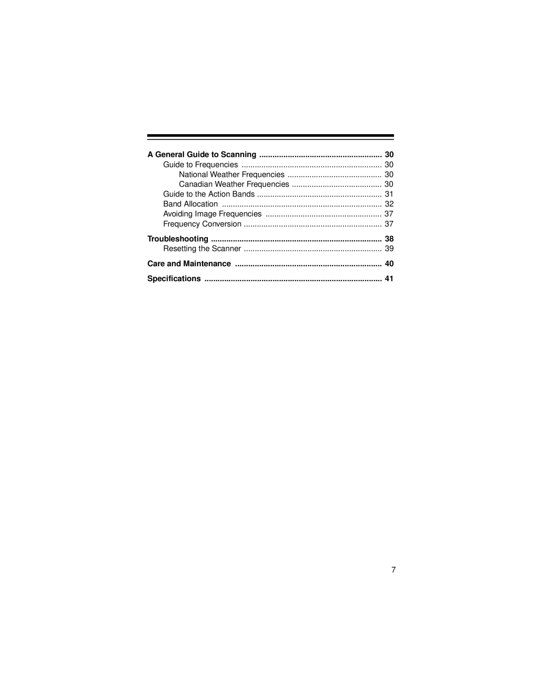 Radio Shack Pro-71 owner manual General Guide to Scanning, Troubleshooting, Care and Maintenance Specifications 