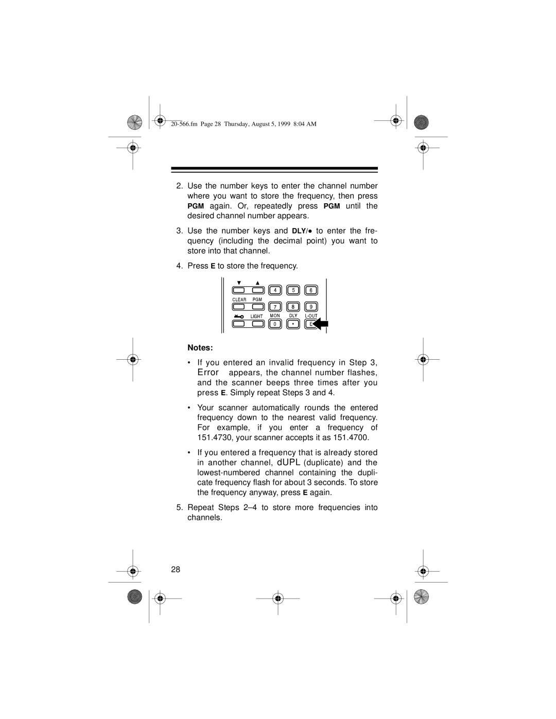 Radio Shack PRO-72 owner manual Fm Page 28 Thursday, August 5, 1999 804 AM 