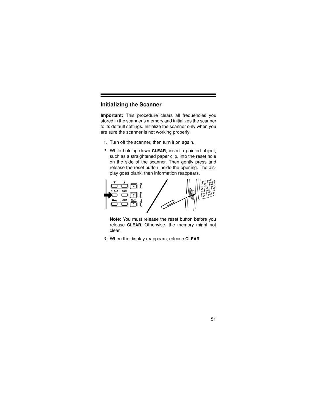 Radio Shack PRO-72 owner manual Initializing the Scanner 