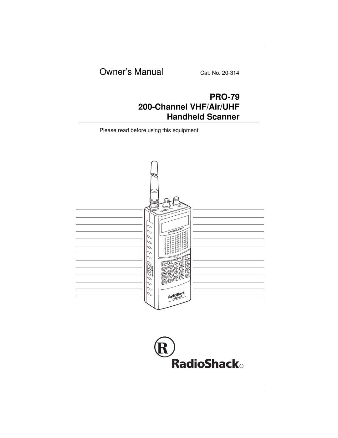 Radio Shack owner manual PRO-79 Channel VHF/Air/UHF Handheld Scanner 