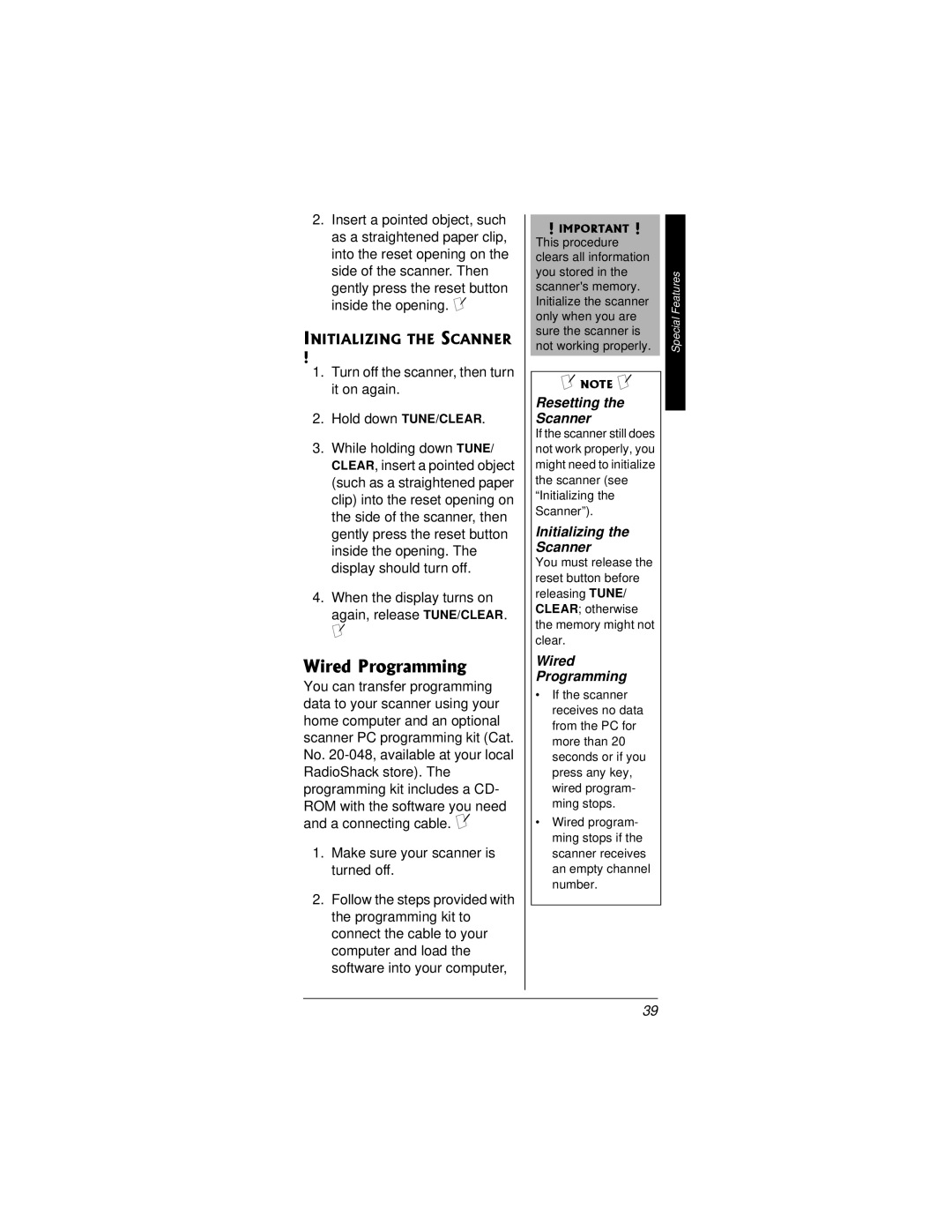 Radio Shack PRO-82 manual 9KTGF2TQITCOOKPI, When the display turns on Again, release TUNE/CLEAR, Resetting Scanner 