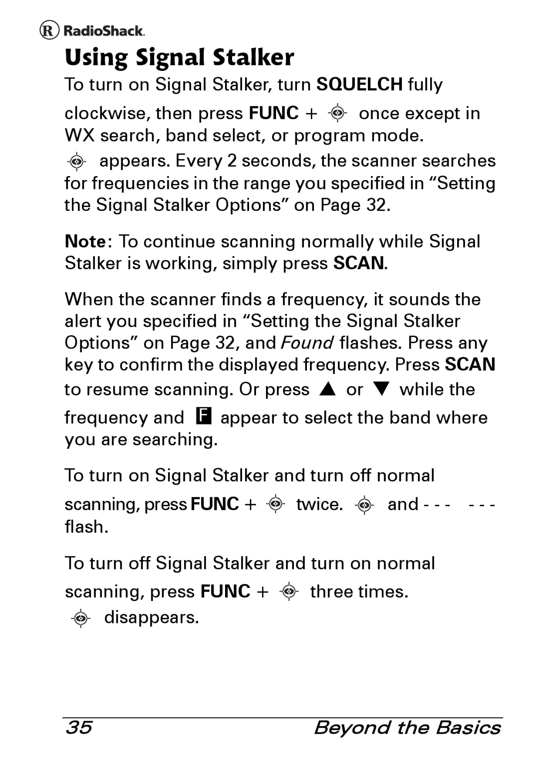 Radio Shack PRO-83 manual Using Signal Stalker 