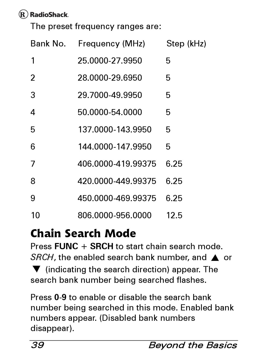 Radio Shack PRO-83 manual Chain Search Mode 