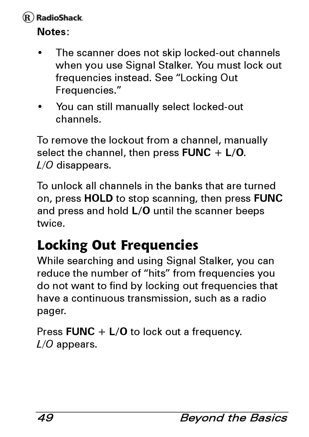 Radio Shack PRO-83 manual Locking Out Frequencies 