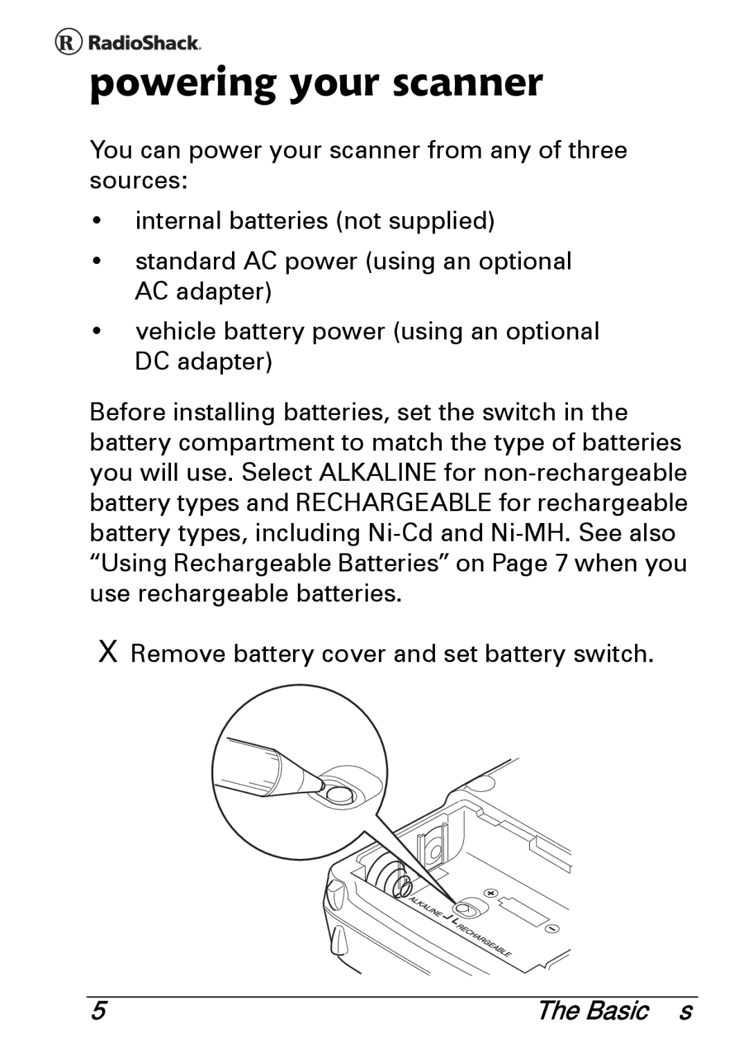 Radio Shack PRO-83 manual Powering your scanner 