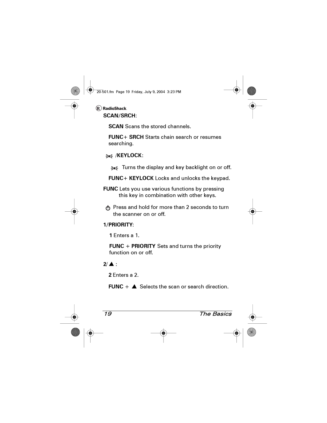 Radio Shack PRO-83 manual Scan/Srch 