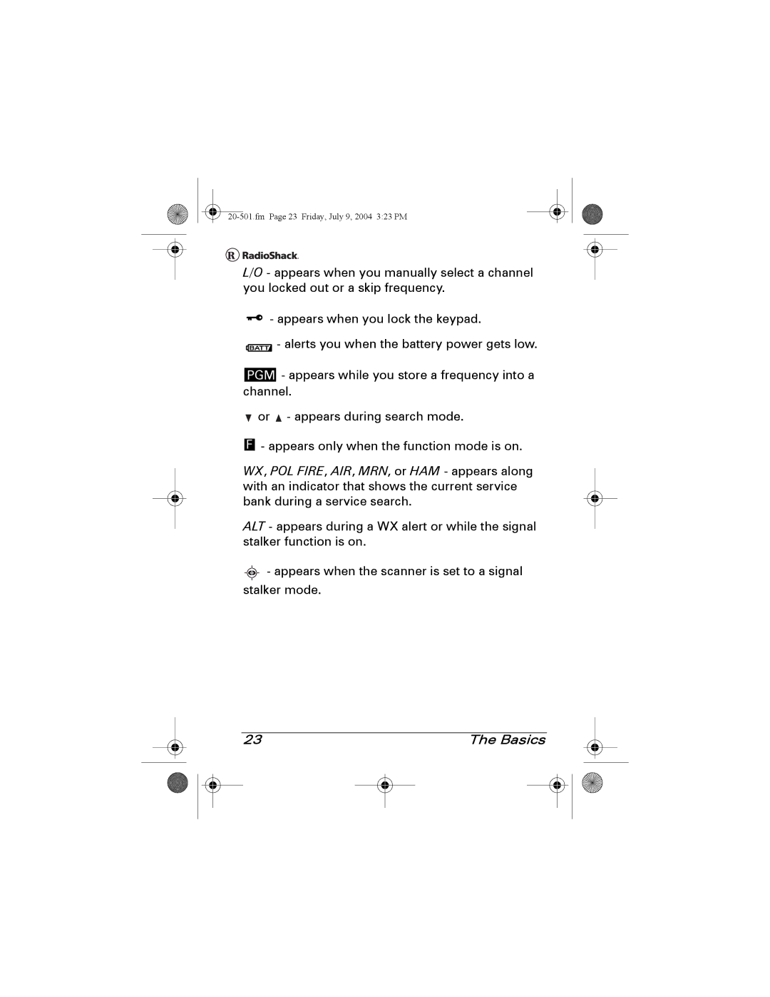 Radio Shack PRO-83 manual Fm Page 23 Friday, July 9, 2004 323 PM 