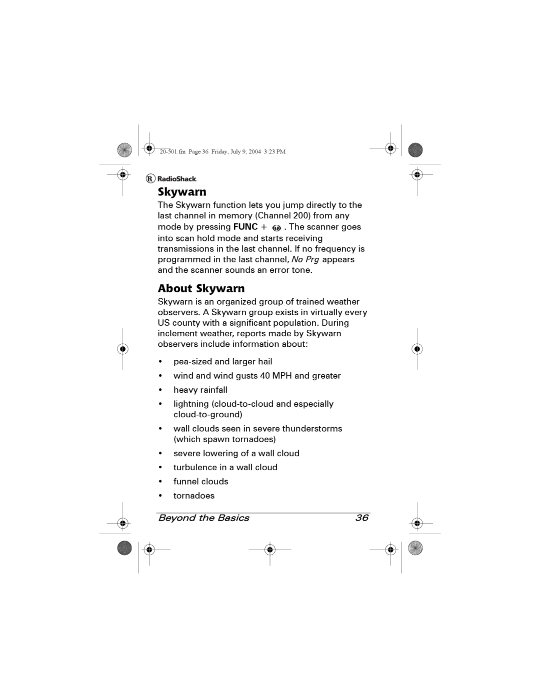 Radio Shack PRO-83 manual About Skywarn 