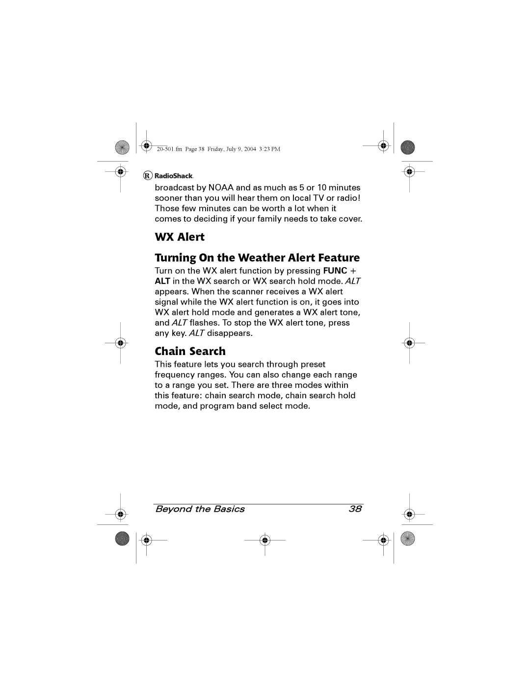 Radio Shack PRO-83 manual WX Alert Turning On the Weather Alert Feature, Chain Search 