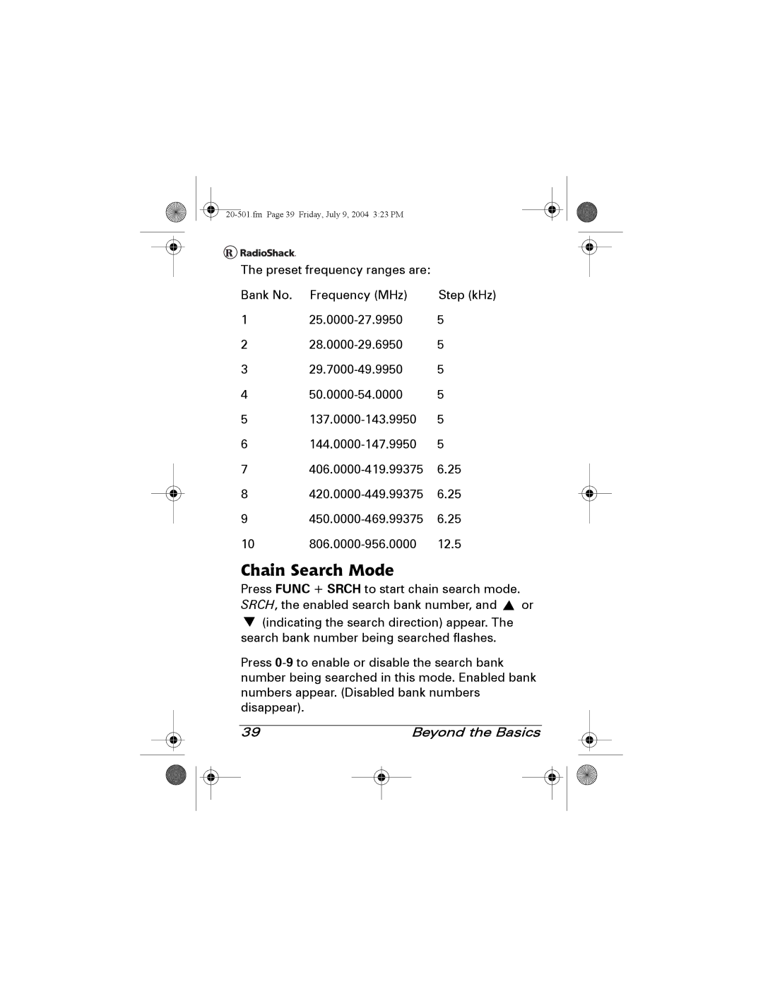 Radio Shack PRO-83 manual Chain Search Mode 