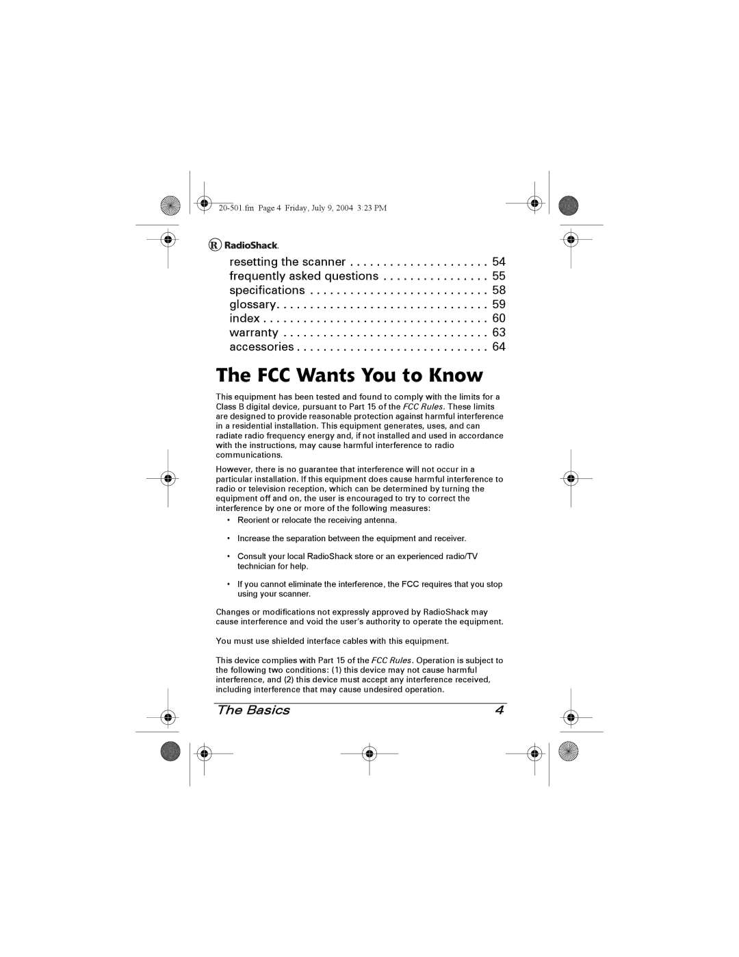 Radio Shack PRO-83 manual FCC Wants You to Know 