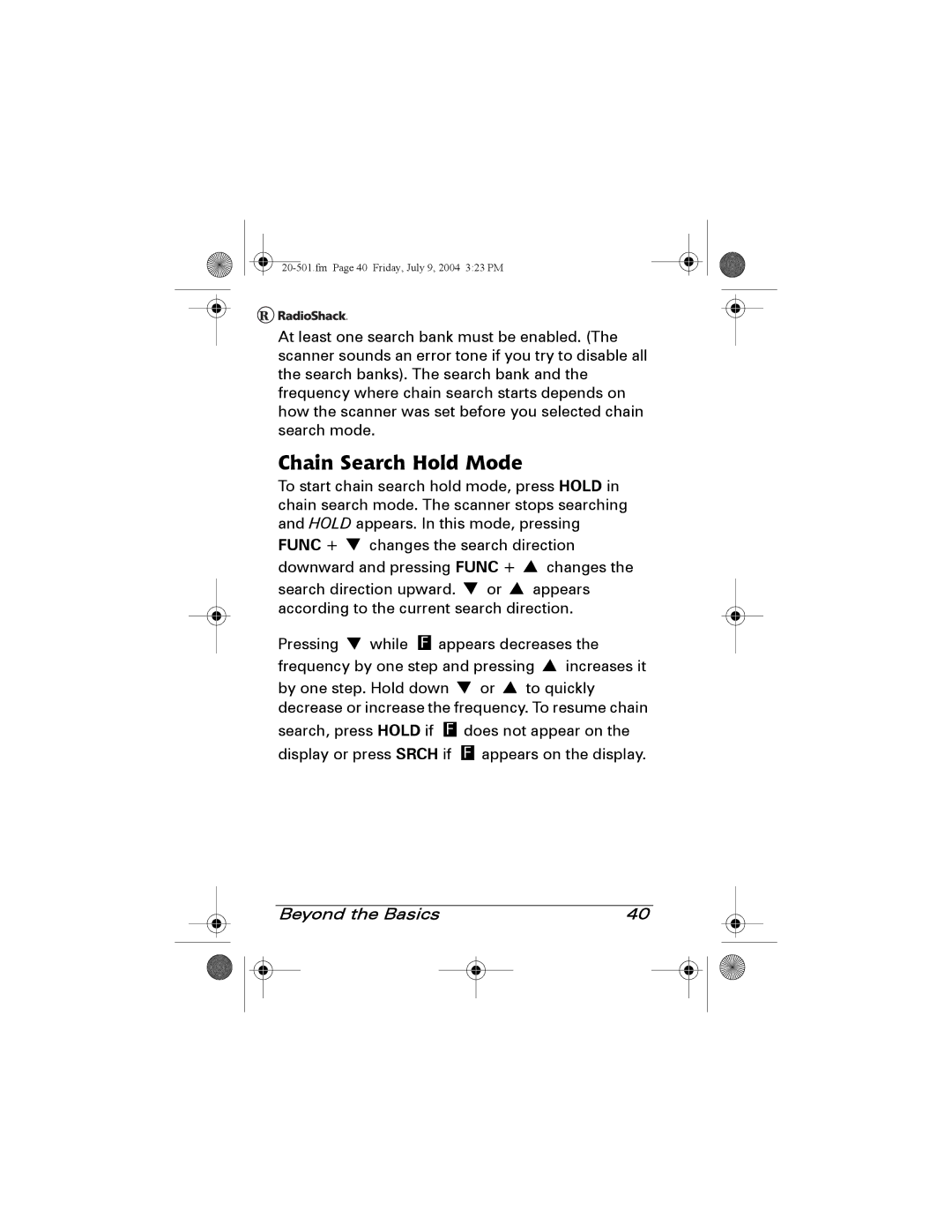 Radio Shack PRO-83 manual Chain Search Hold Mode 