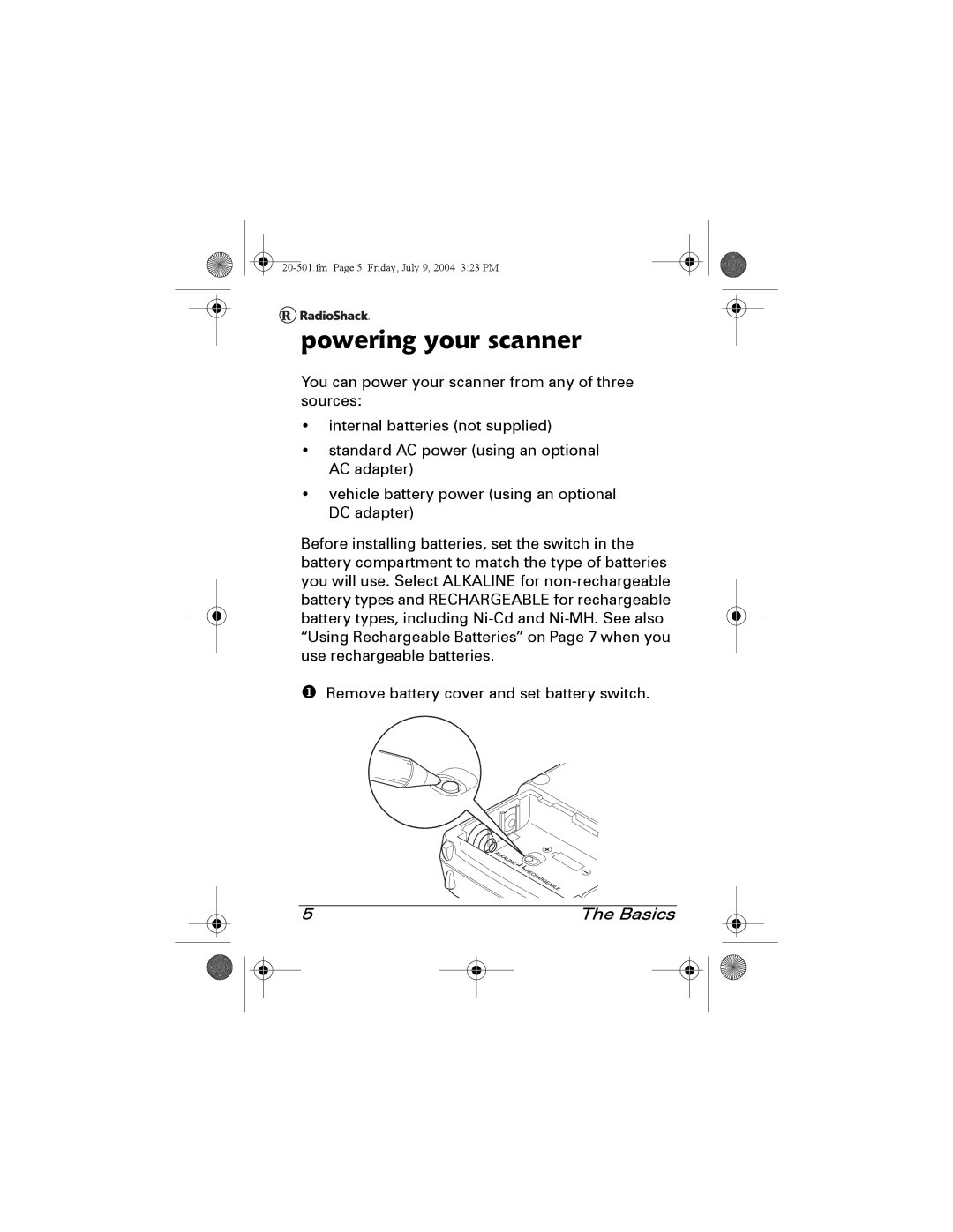 Radio Shack PRO-83 manual Powering your scanner 