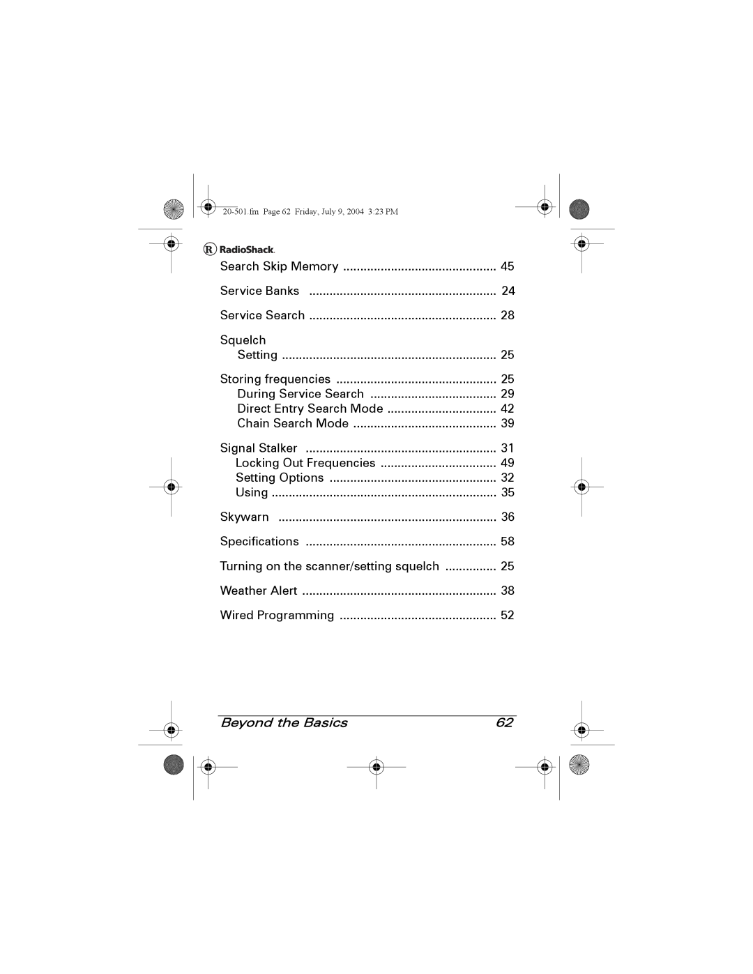 Radio Shack PRO-83 manual Squelch Setting 