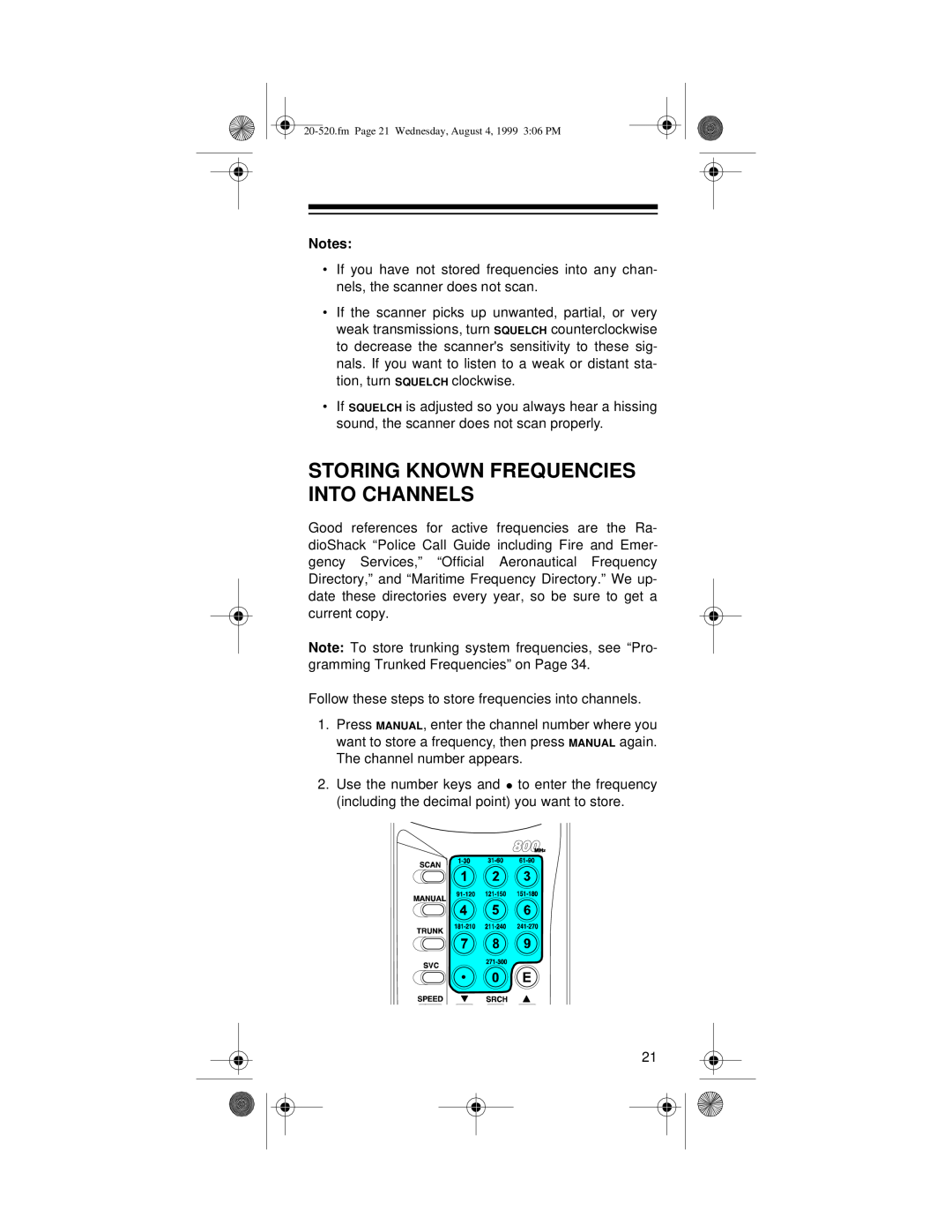 Radio Shack PRO-90 owner manual Storing Known Frequencies Into Channels 