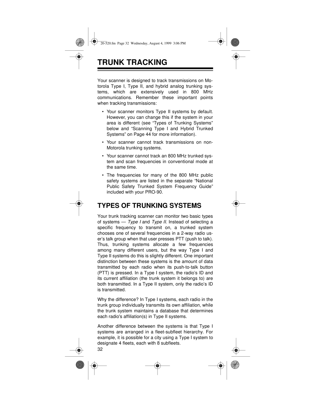 Radio Shack PRO-90 owner manual Trunk Tracking, Types Of Trunking Systems 
