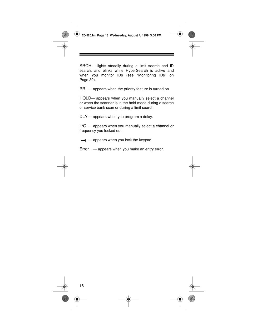 Radio Shack PRO-90 owner manual Fm Page 18 Wednesday, August 4, 1999 306 PM 