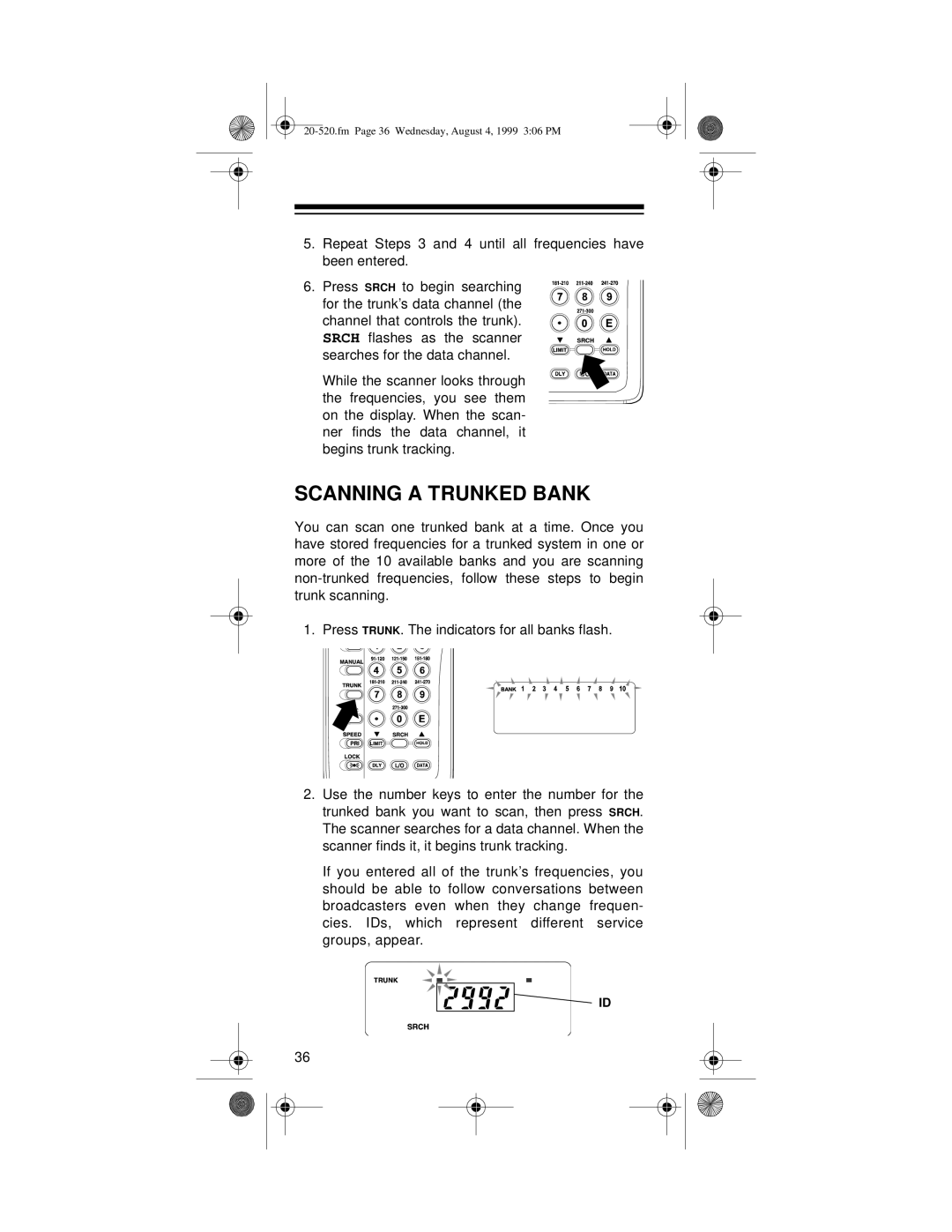 Radio Shack PRO-90 owner manual Scanning a Trunked Bank 