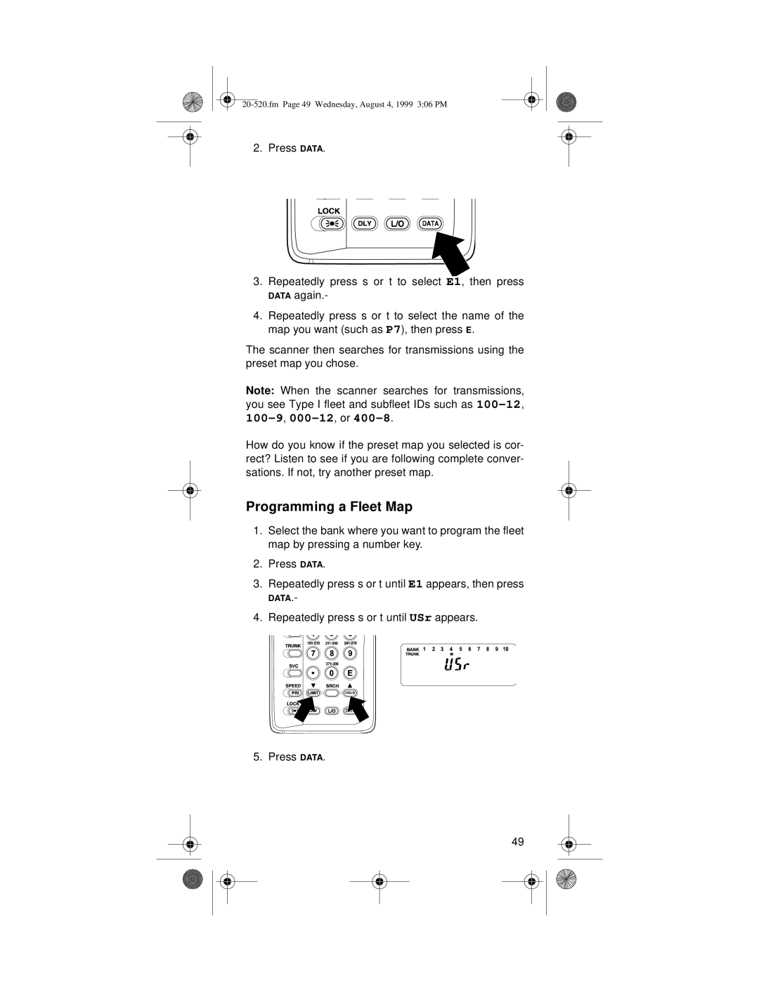 Radio Shack PRO-90 owner manual Programming a Fleet Map 