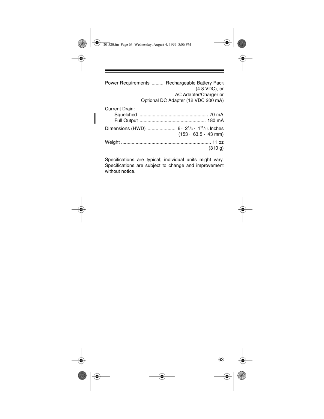 Radio Shack PRO-90 owner manual Power Requirements 