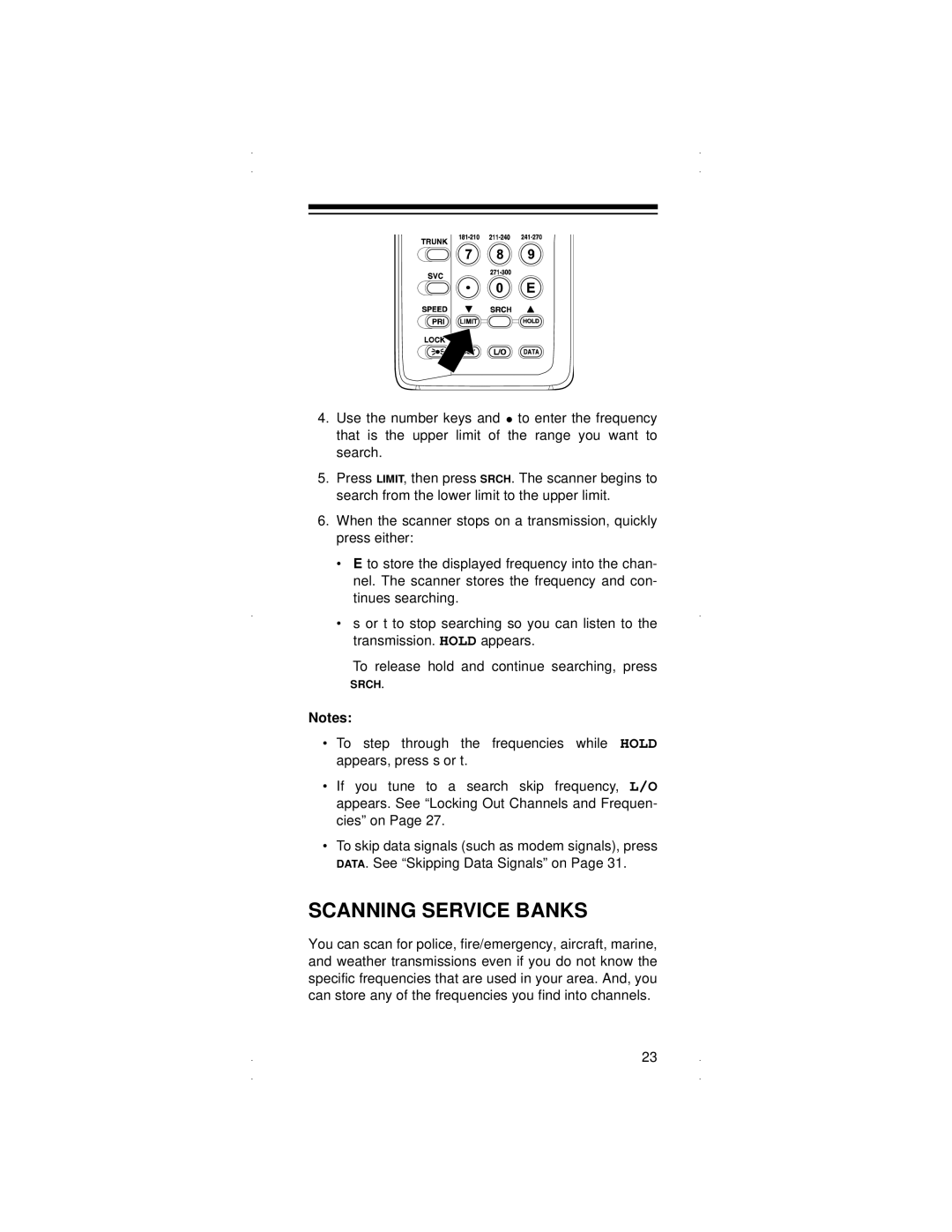 Radio Shack PRO-90 owner manual Scanning Service Banks 