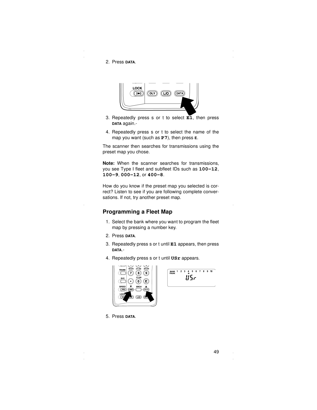 Radio Shack PRO-90 owner manual Programming a Fleet Map 