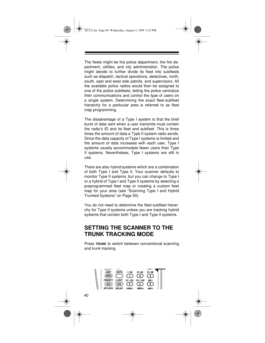 Radio Shack PRO-91 owner manual Setting the Scanner to the Trunk Tracking Mode 