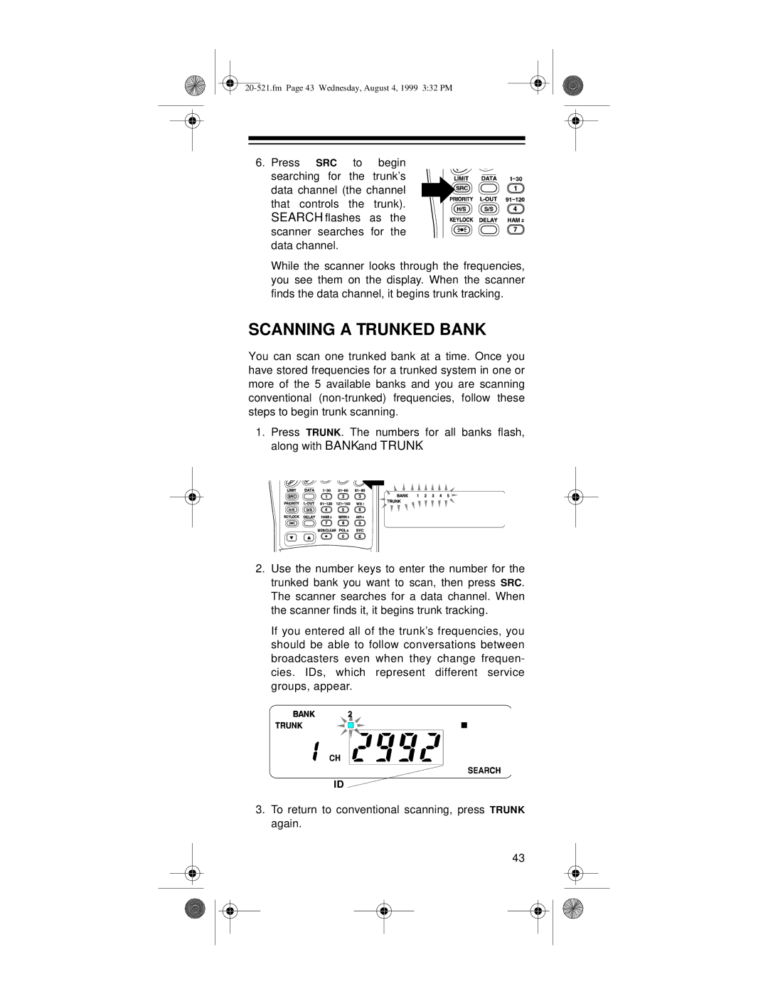 Radio Shack PRO-91 owner manual Scanning a Trunked Bank 