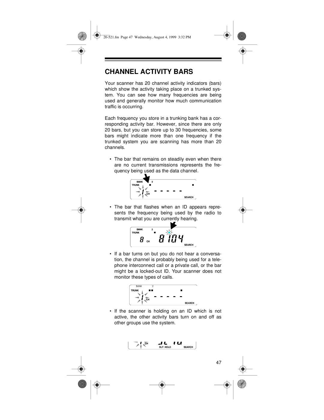 Radio Shack PRO-91 owner manual Channel Activity Bars 